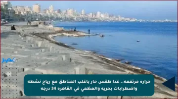 حرارة مرتفعة.. غدا طقس حار بأغلب المناطق مع رياح نشطة واضطرابات بحرية والعظمى في القاهرة 34 درجة